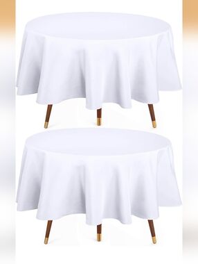 NWT Utopia White Round Tablecloth – Classic Solid Table Cover Set Of 2